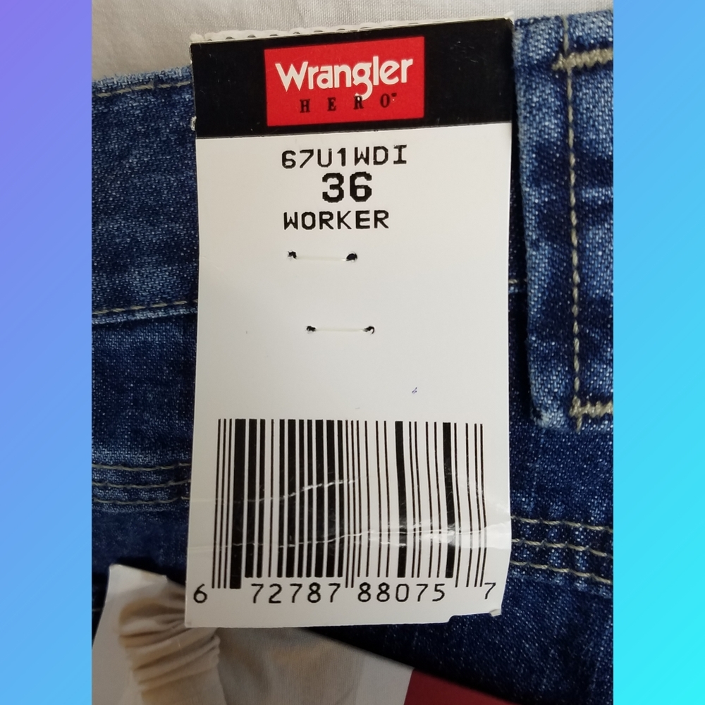 Wrangler Hero Denim shorts Sz 36 Loose Fit New - Picture 7 of 7